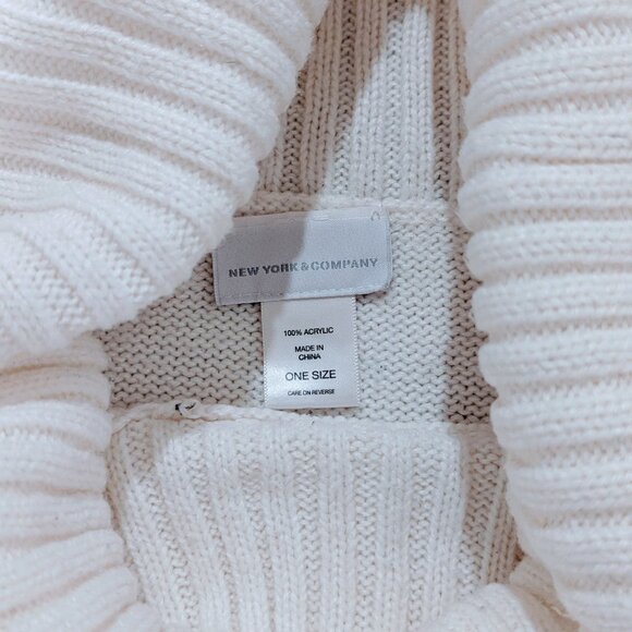 New York & Company Womens One Size Ivory Turtleneck Poncho Cozy Pullover Sweater - Picture 3 of 5